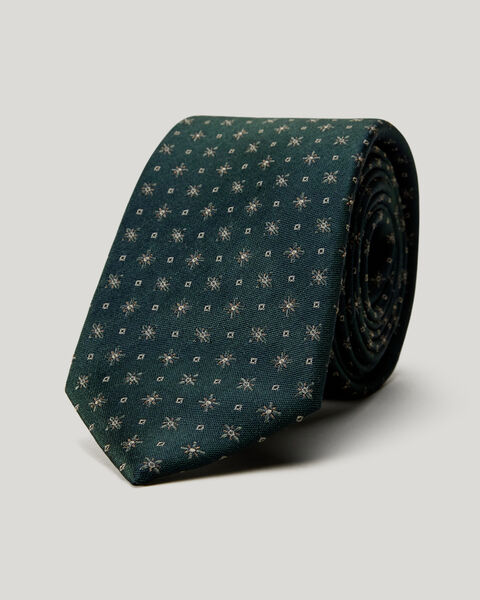 Geo Jacquard Silk Tie, Dark Khaki, hi-res